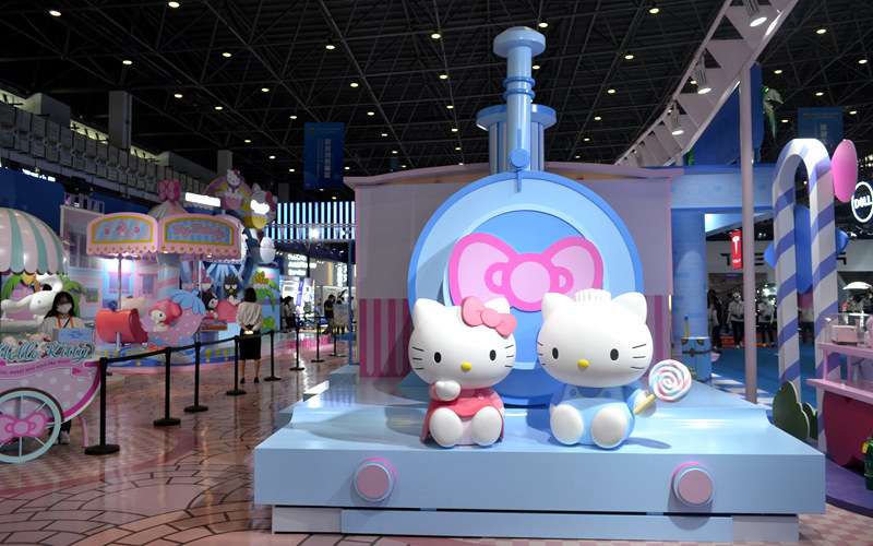 “三亞Hello Kitty度假區”展館。人民網 潘惠文攝