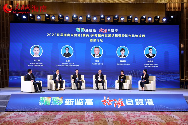 圓桌論壇上，中共臨高縣縣委書記文斌向來賓推介臨高。