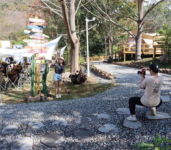 游客在景區(qū)里拍照打卡（楊萍?攝）