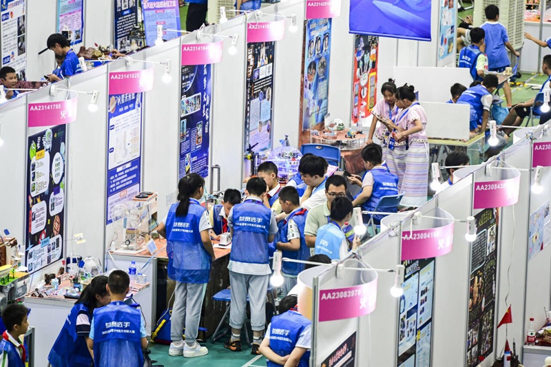 2023年全國青少年航天創新大賽在文昌舉行，參賽學生現場展開激烈角逐。符鈺超攝