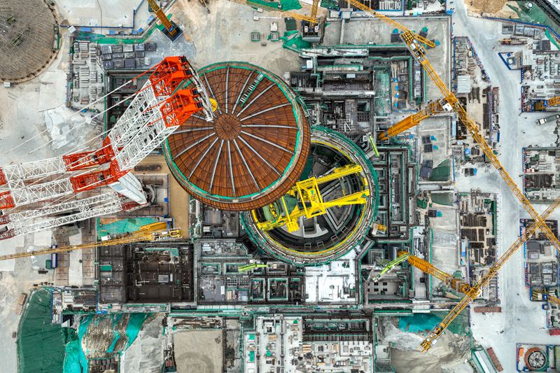 海南核電基地4號機組穹頂吊裝。劉玄攝