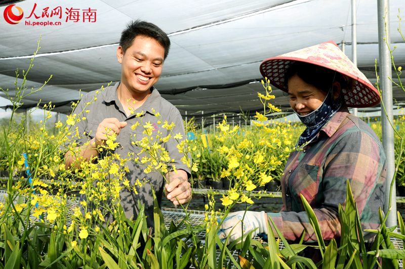 蘭花盛開，農民的幸福寫在臉上。人民網記者 符武平攝