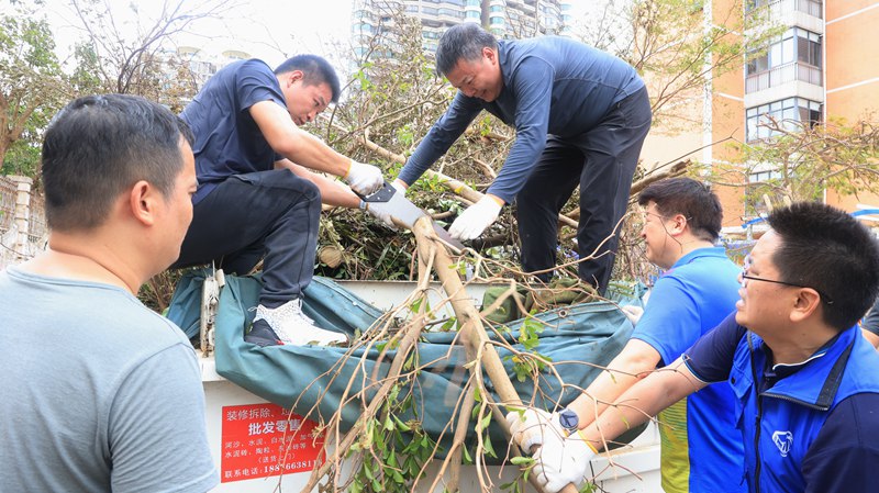 海南省自然資源和規劃廳動員黨員干部參與災后恢復。海南省自然資源和規劃廳供圖