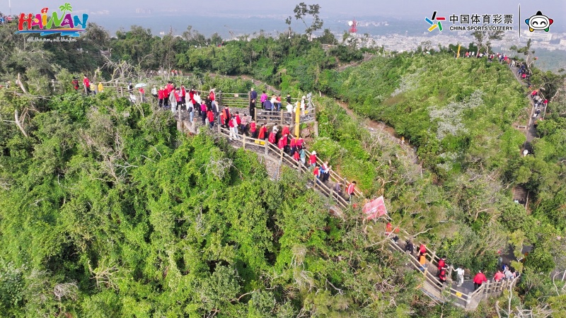 全國新年登高健身大會在海口火山口舉行。 主辦方供圖